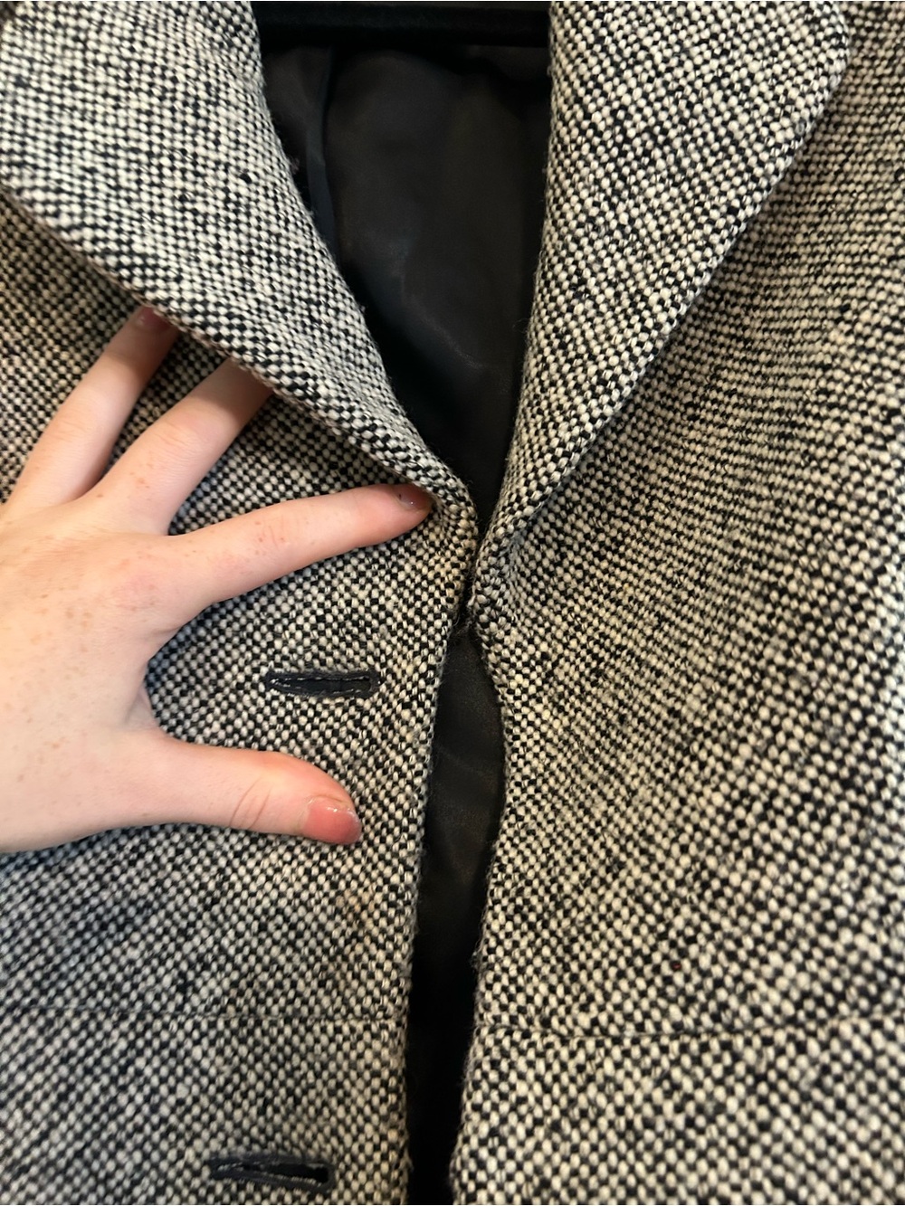 Banana Republic Gray Herringbone Pea Coat - Picture 5 of 11